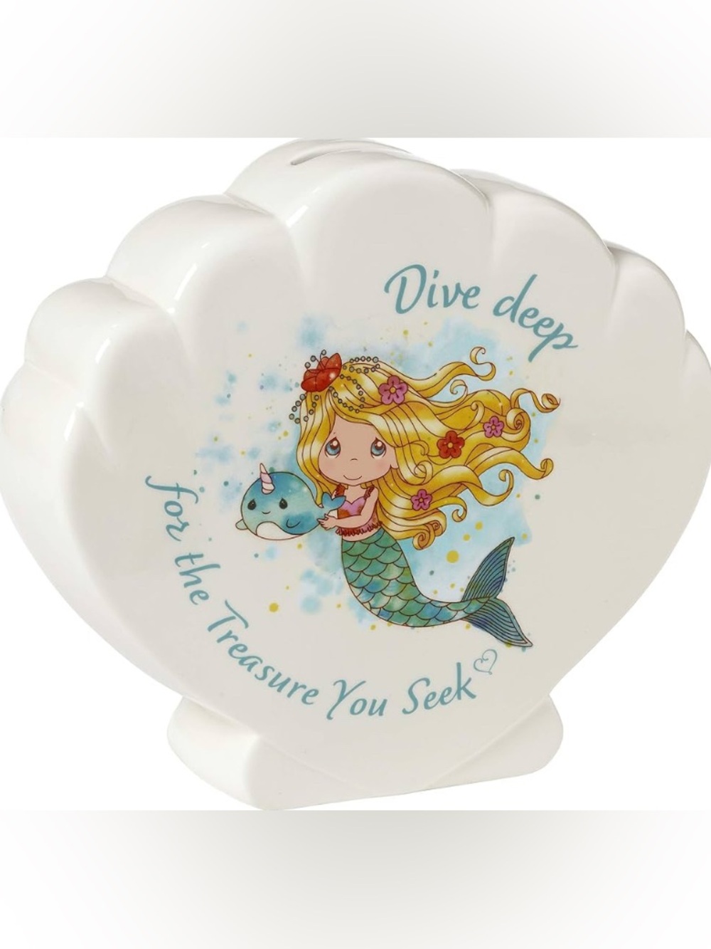 Precious Moments Mermaid Bank 7”X8” Vintage Dive Deep For The Treasure You Seek